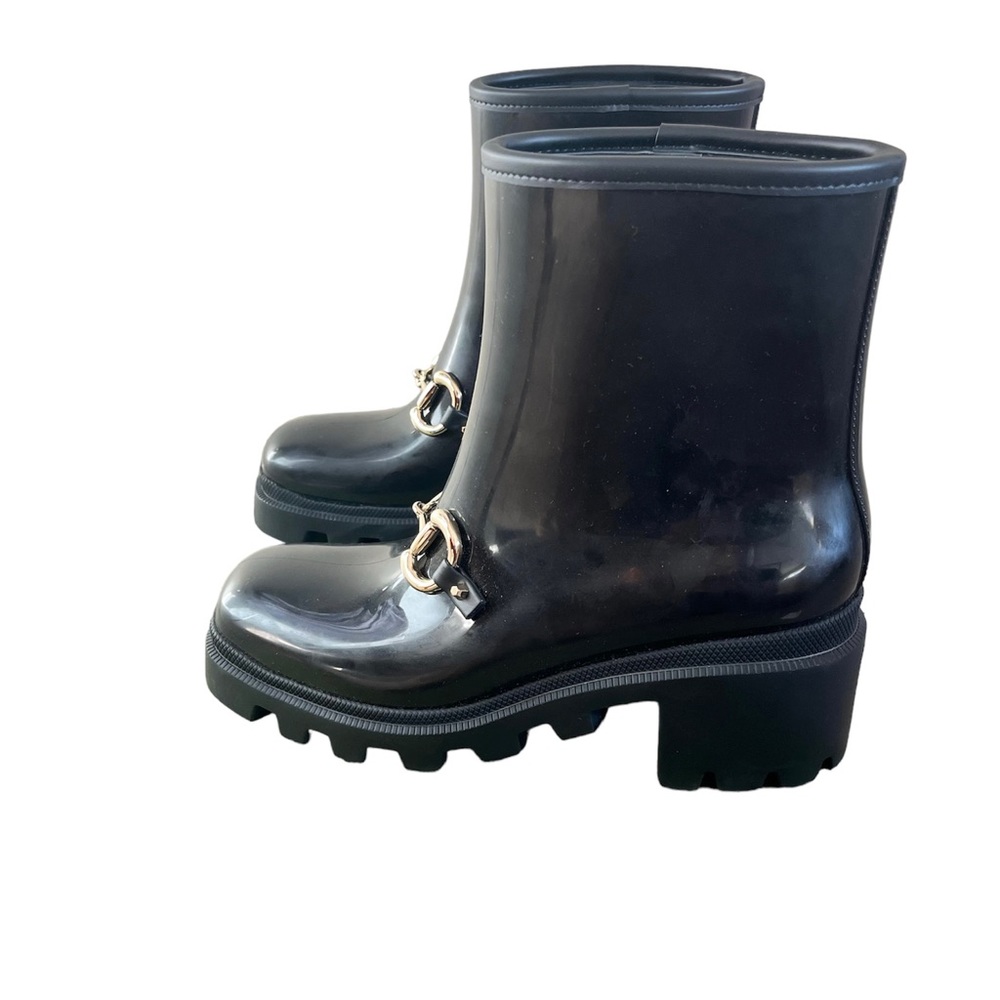 NIB Gucci Women Horsebit Black Rubber Waterproof Platform Lug Boots - Picture 6 of 13
